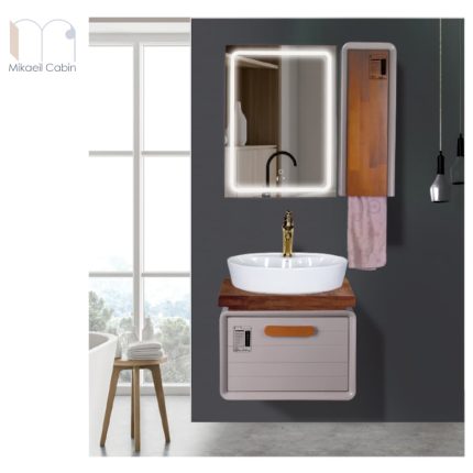 کابینت روشویی تلفیق رنگ و چوب